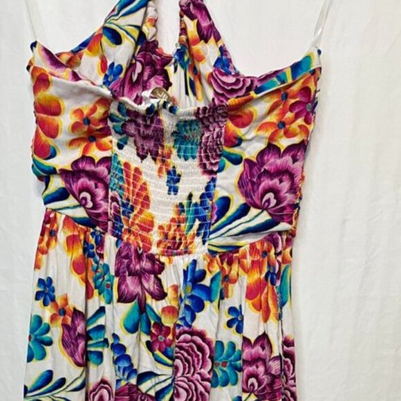La Blanca Paradiso Halter Midi Cover-Up Sundress M Floral Pockets - Picture 15 of 16